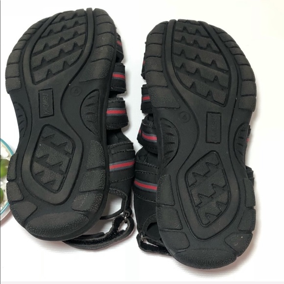KHOMBU Jack Black Gray Red sandals size 4 - Picture 6 of 7